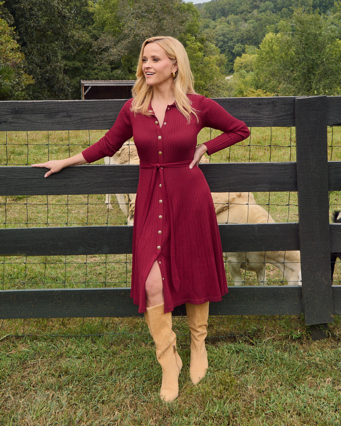 Monroe Knit Midi Dress in Burgundy Draper James Monroe Knit Midi Dress in Burgundy Draper James