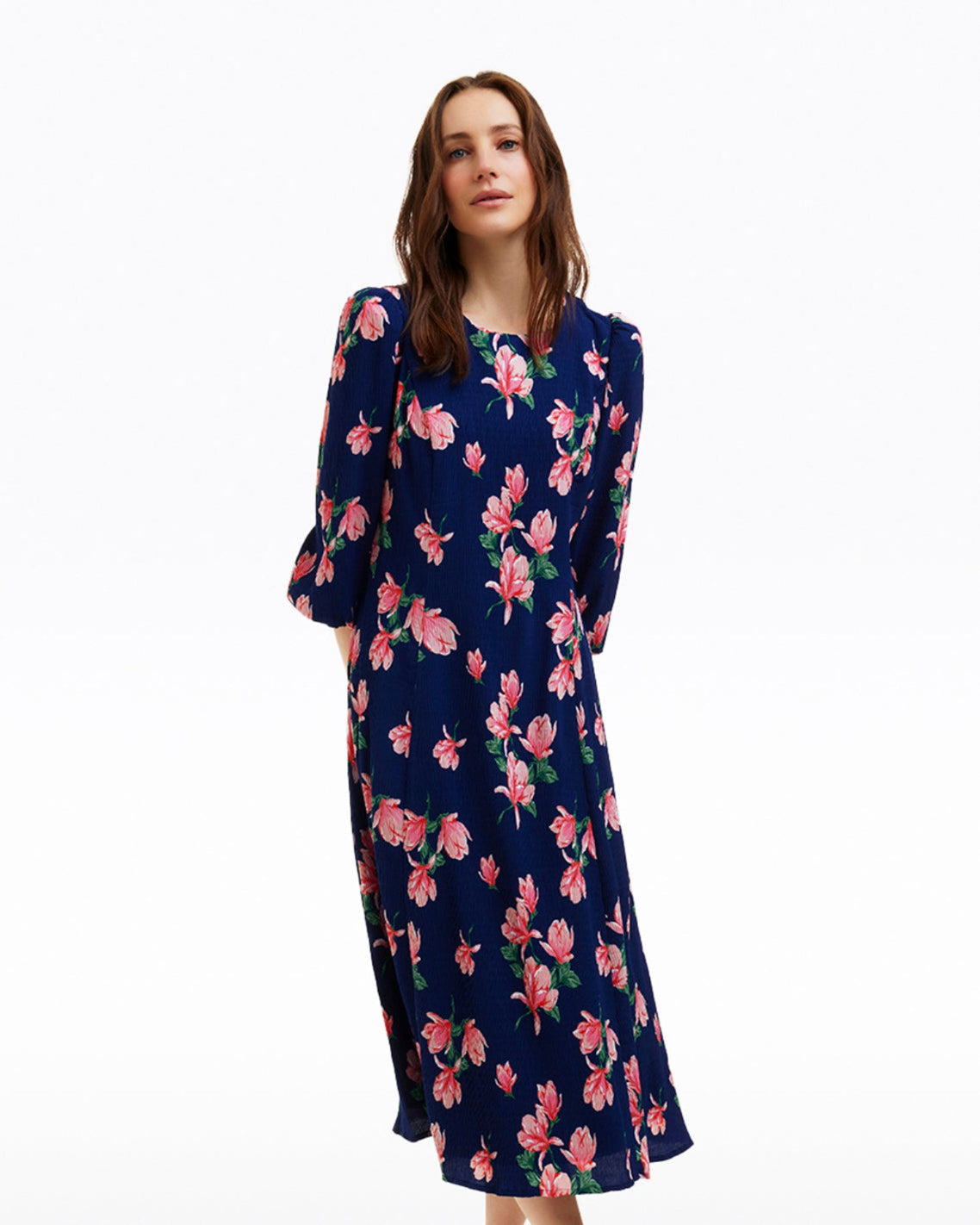 crewneck midi dress Mixed Crew Neck Midi Dress
