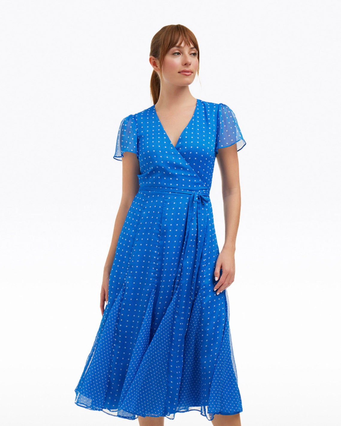 Daphne Wrap Dress in Royal Blue Polka Dot | Color - Royal Blue Polka Dot / 24X | Draper James Daphne Wrap Dress in Royal Blue Polka Dot | Color - Royal Blue Polka Dot / 24X | Draper James