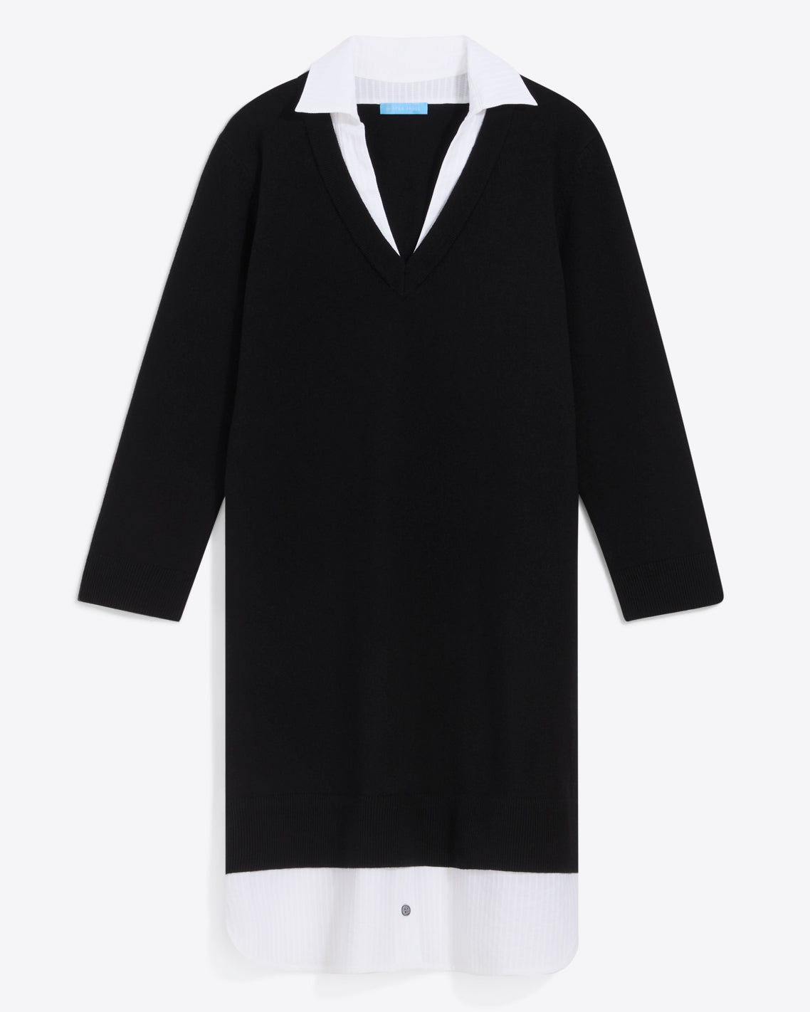 Wool and Cotton Combo Sweaterdress in Black