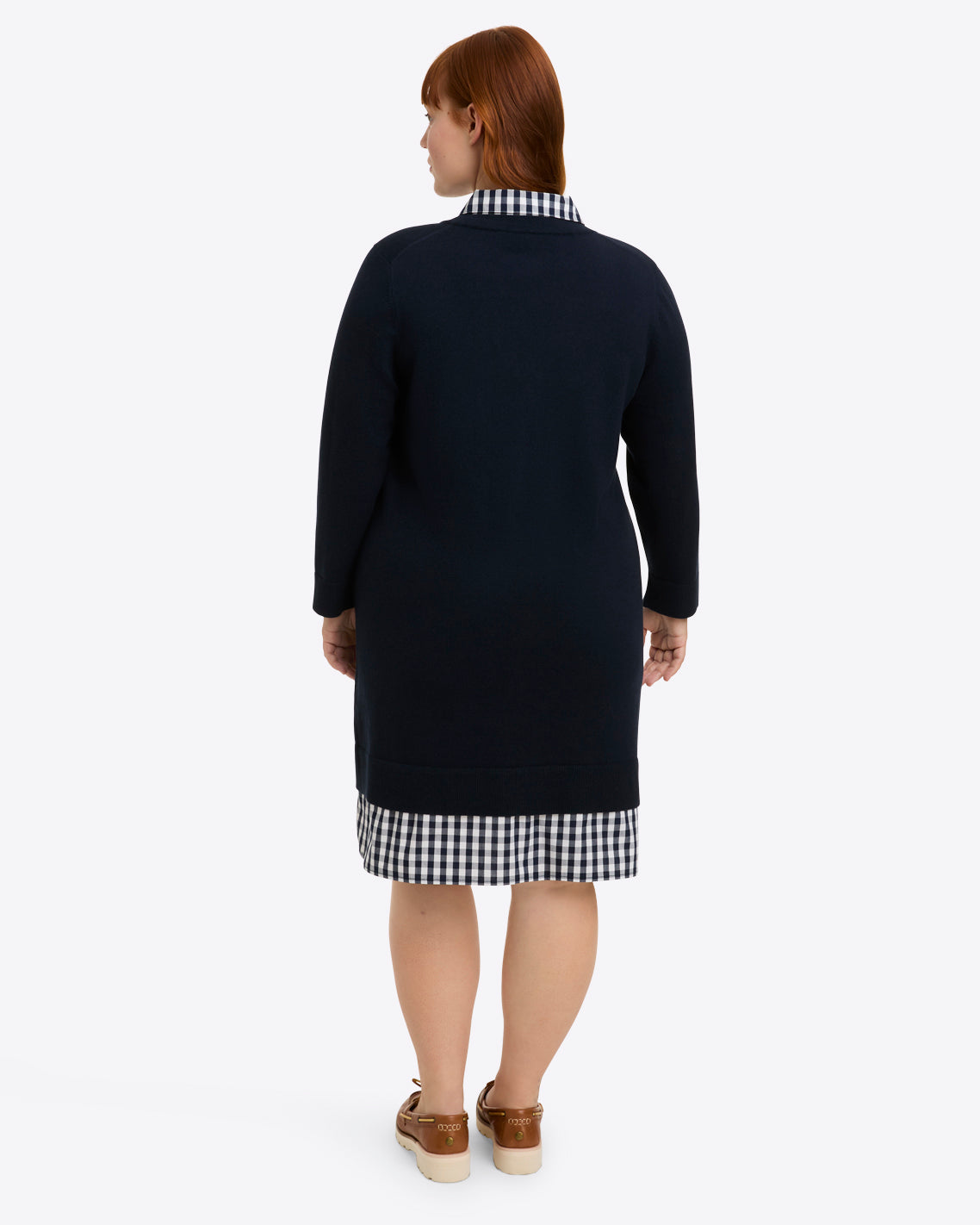 Wool and Cotton Combo Sweaterdress in Navy