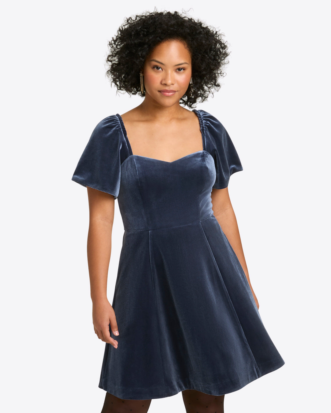 June Love Circle Flutter Sleeve Dress in Velvet