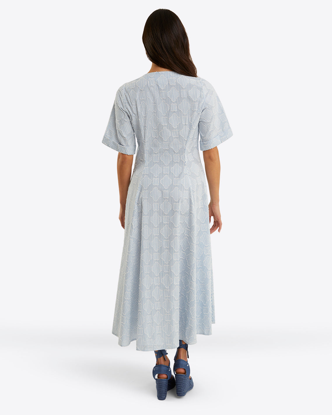 Erin Short Sleeve Dress in Textured Stripe