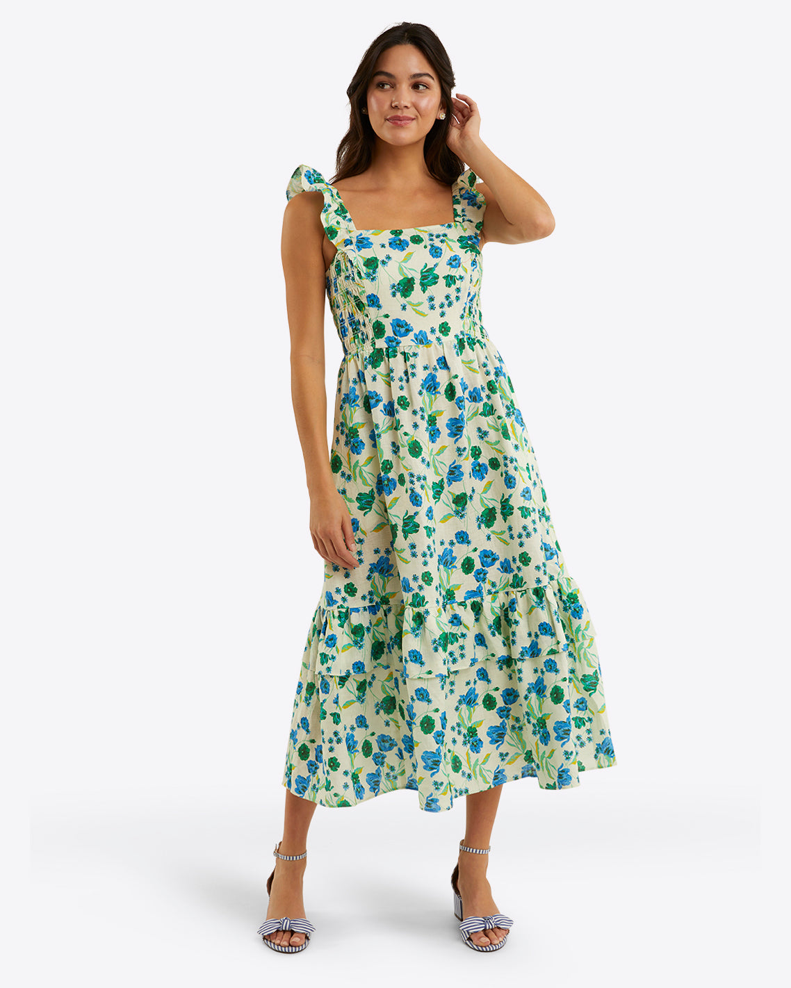 Carrie Midi Dress in Linen Draper James Carrie Midi Dress in Linen Draper James