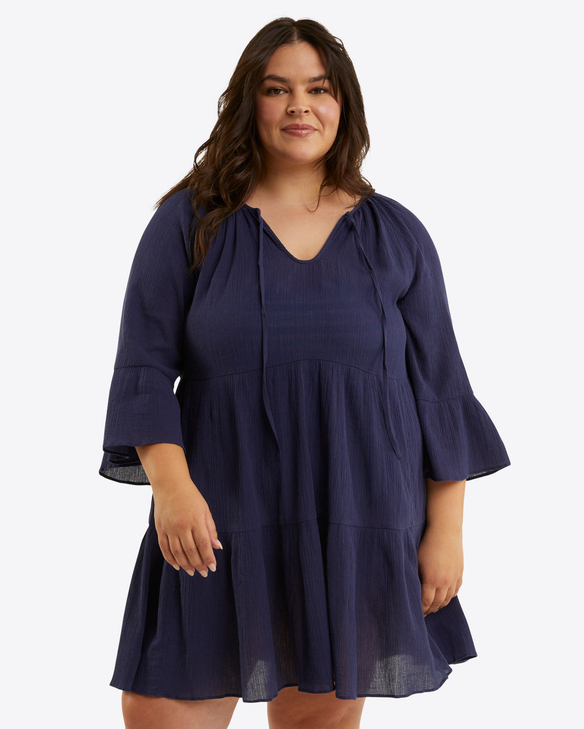 Crinkle Cotton Tiered Coverup