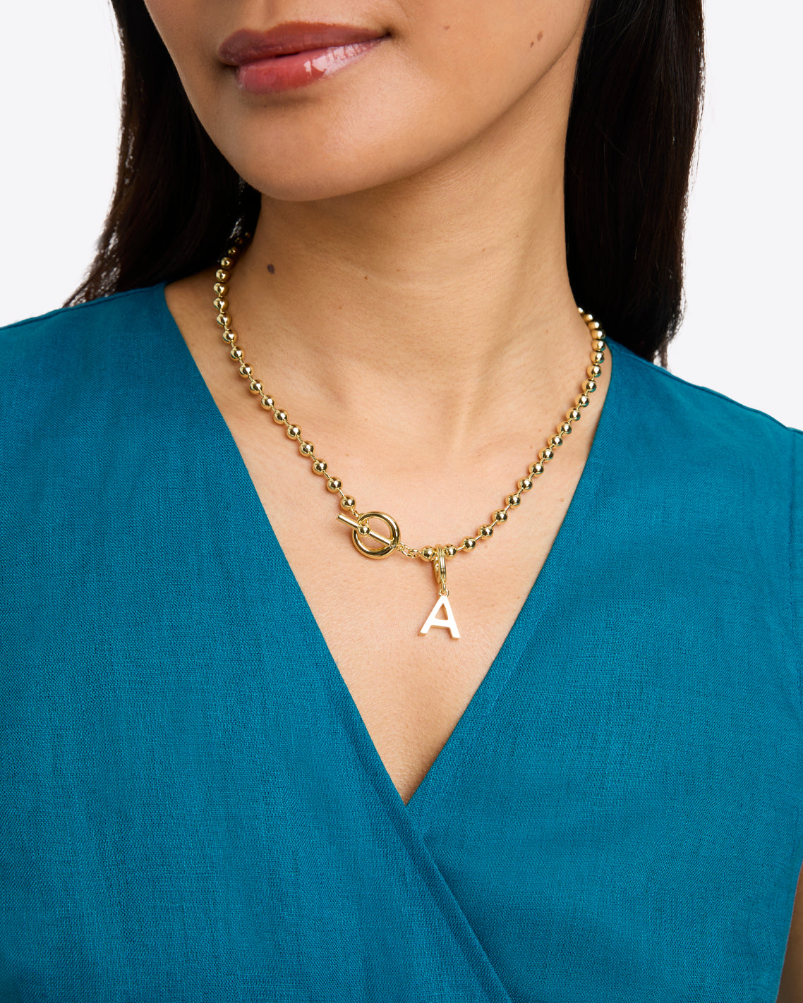 Gold Bead Toggle Necklace