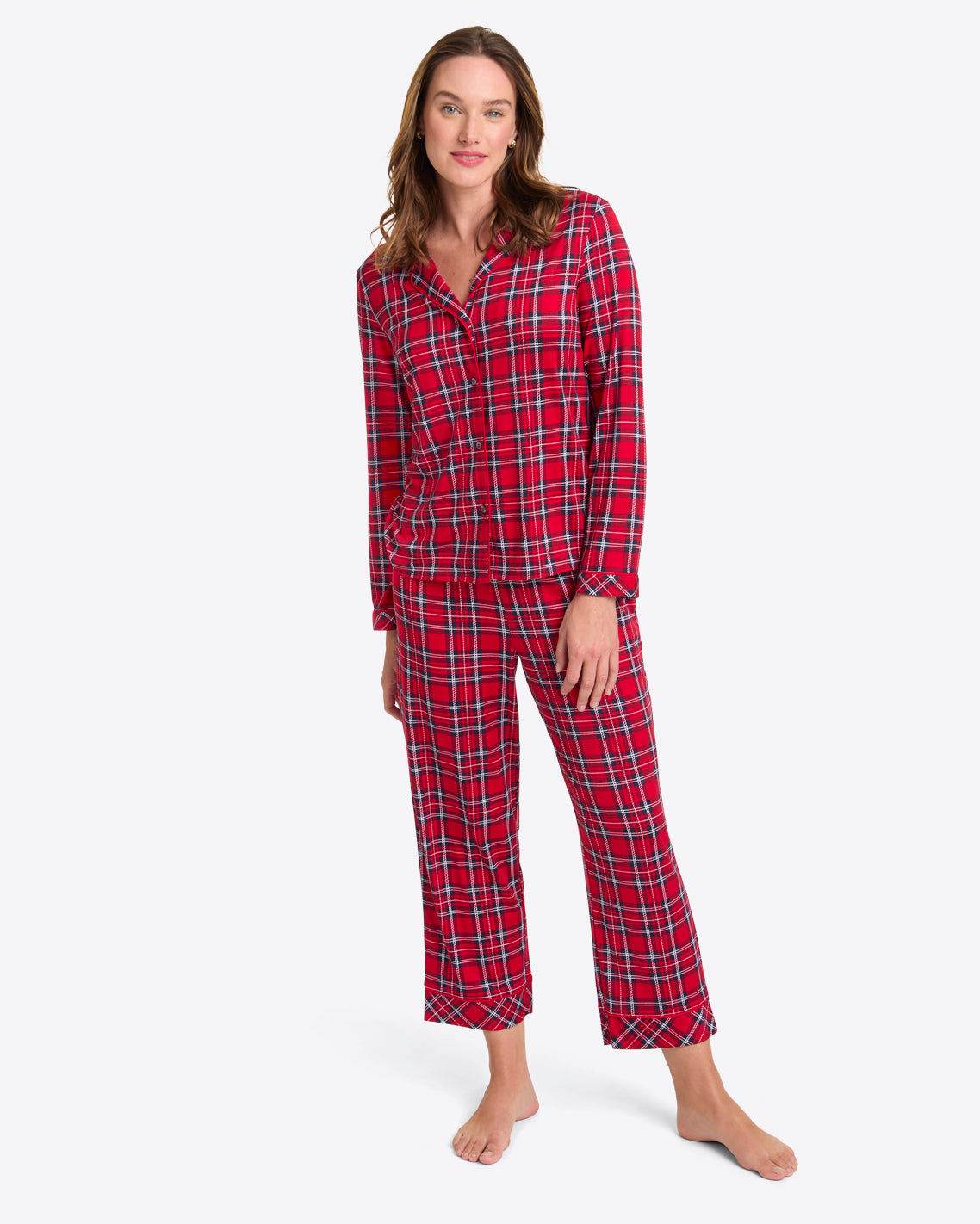 J.Crew Long-sleeve flannel pajama short set in cocktail plaid For Women -  BM281