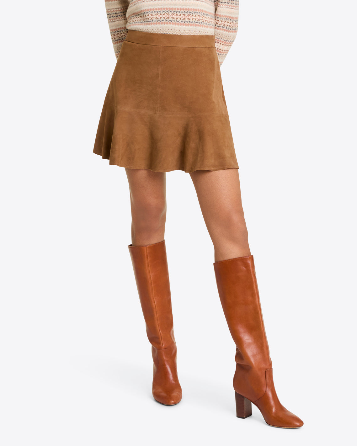 Nashville Skirt Faux Suede Boot Skirt Flutter Skirt In Suede
