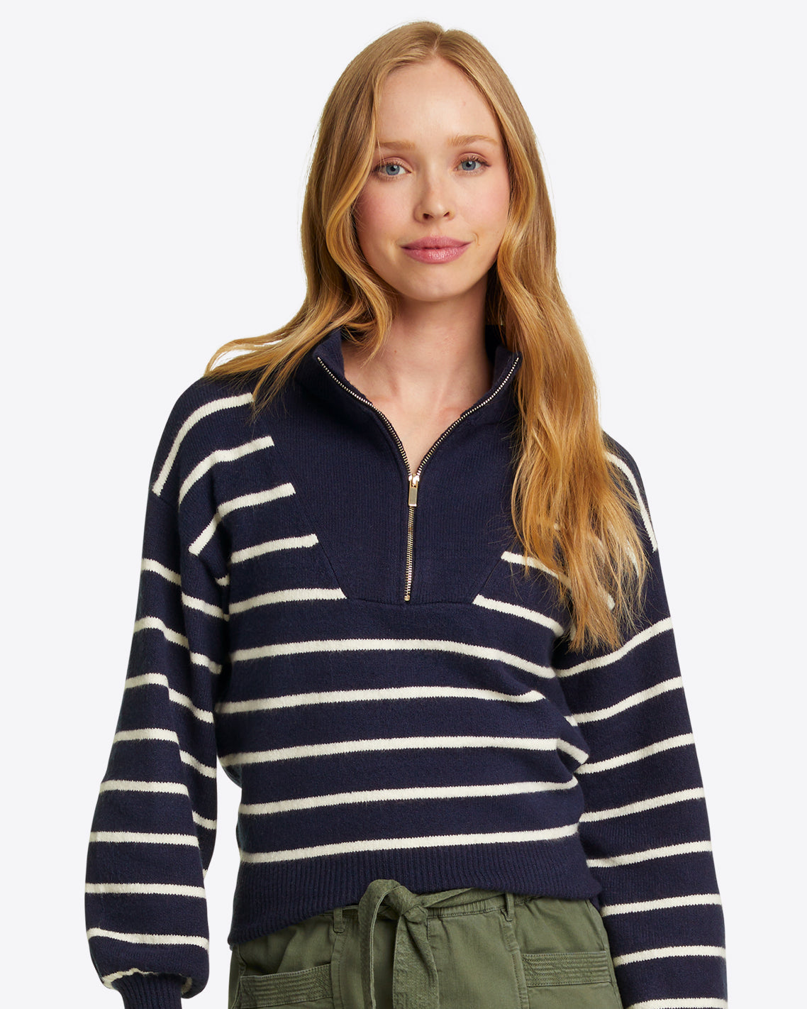 Striped Quarter Zip Sweater in Mariner Stripe – Draper James