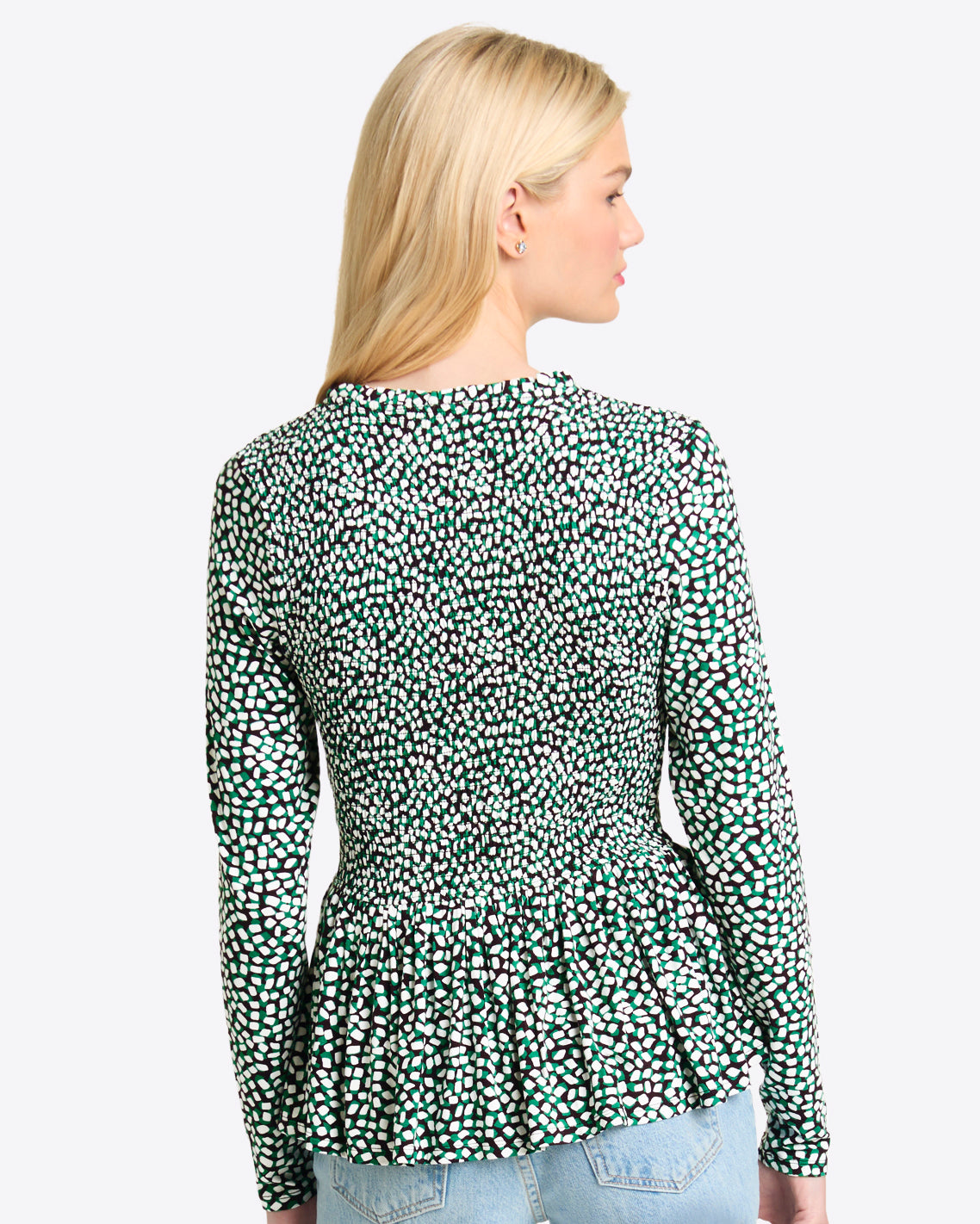 Abby Top in Green Square Dot