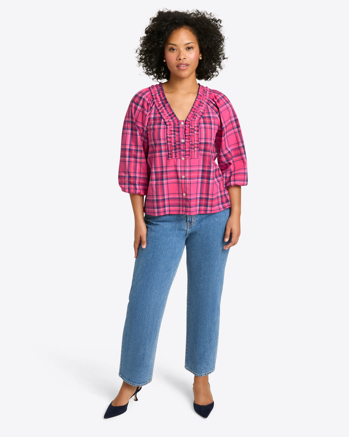 Aubrie Top in Pink Angie Plaid
