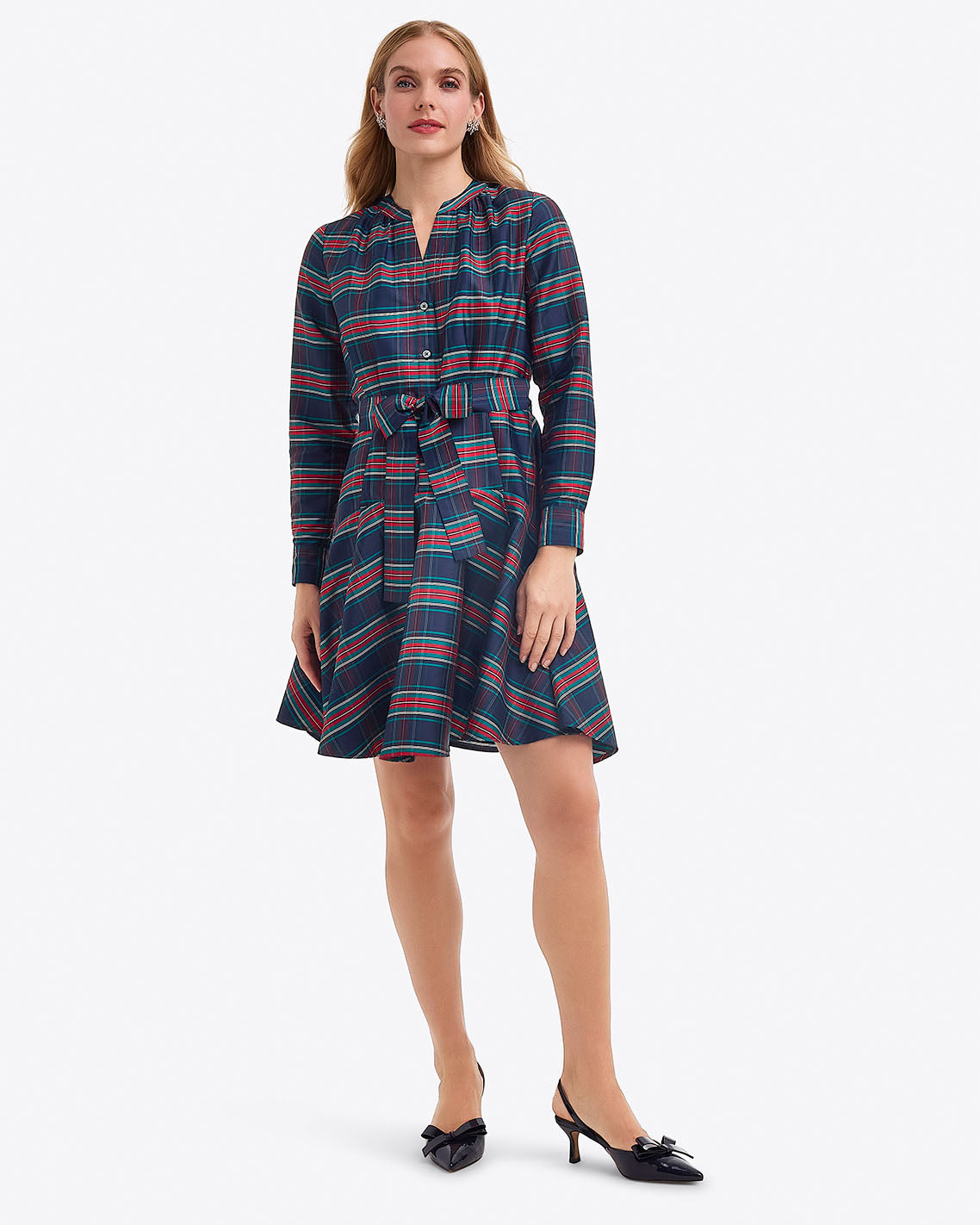 Imogen Mini Shirtdress in Taffeta | Color - Georgia Plaid / XXL | Draper James Imogen Mini Shirtdress in Taffeta | Color - Georgia Plaid / XXL | Draper James
