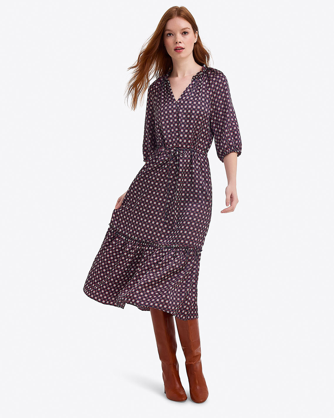 Martina Midi Dress | Color - Nassau Navy / M | Draper James Martina Midi Dress | Color - Nassau Navy / M | Draper James