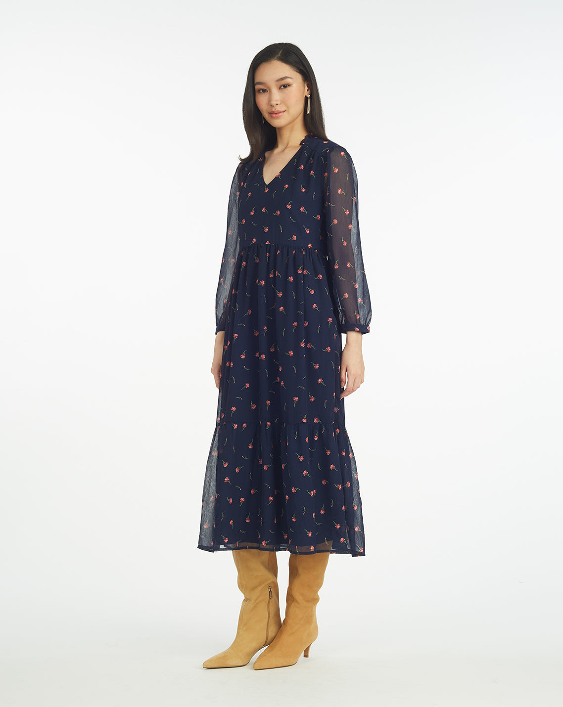Katie Midi Dress in Ditsy Autumn Flowers | Color - Ditsy Autumn Flowers / 3X | Draper James Katie Midi Dress in Ditsy Autumn Flowers | Color - Ditsy Autumn Flowers / 3X | Draper James