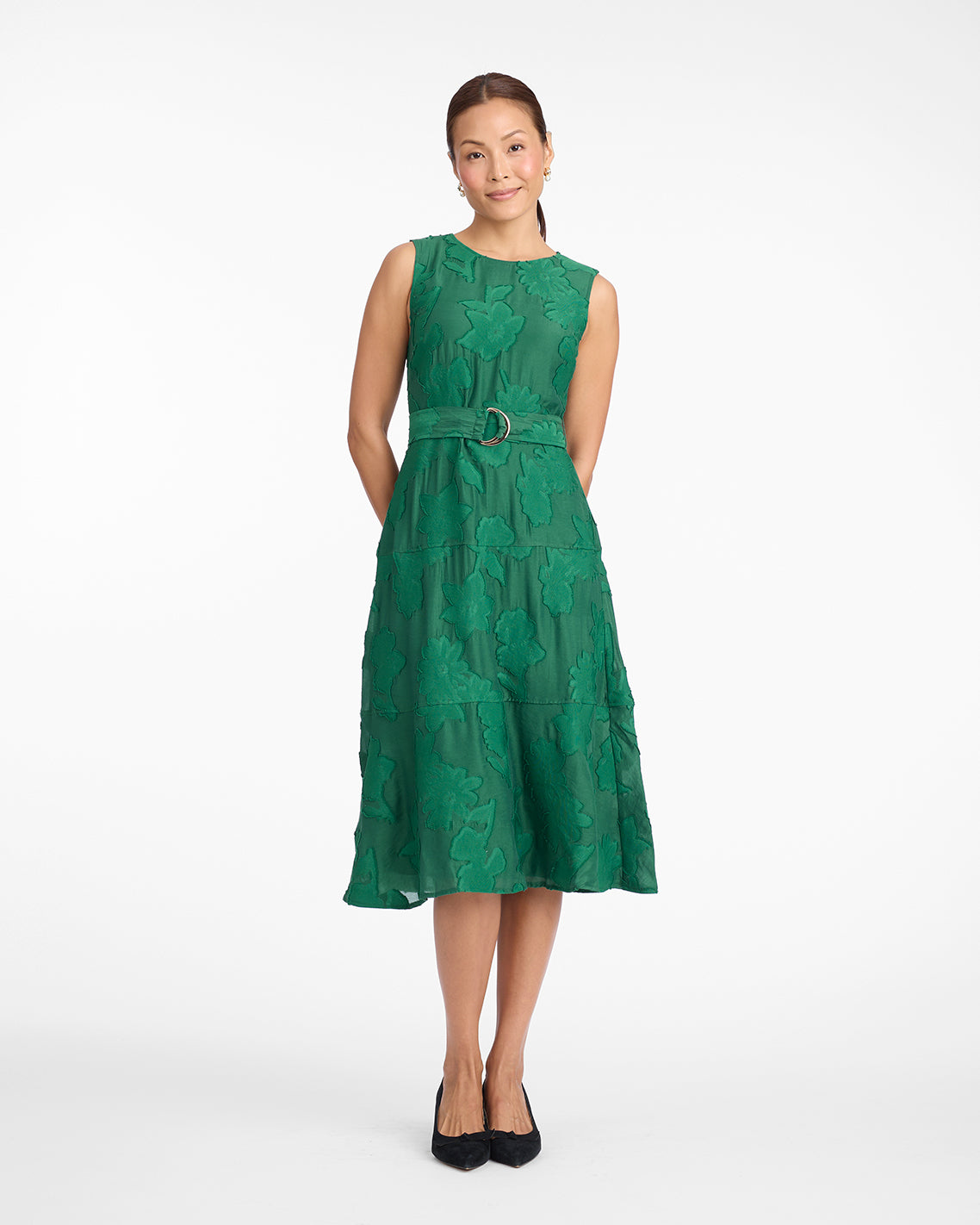 Elliston Midi Dress in Jacquard | Color - Green / XS | Draper James Elliston Midi Dress in Jacquard | Color - Green / XS | Draper James