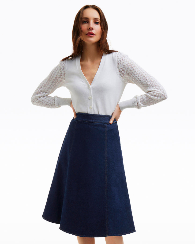 Midi Skirt in Dark Wash Denim – Draper James