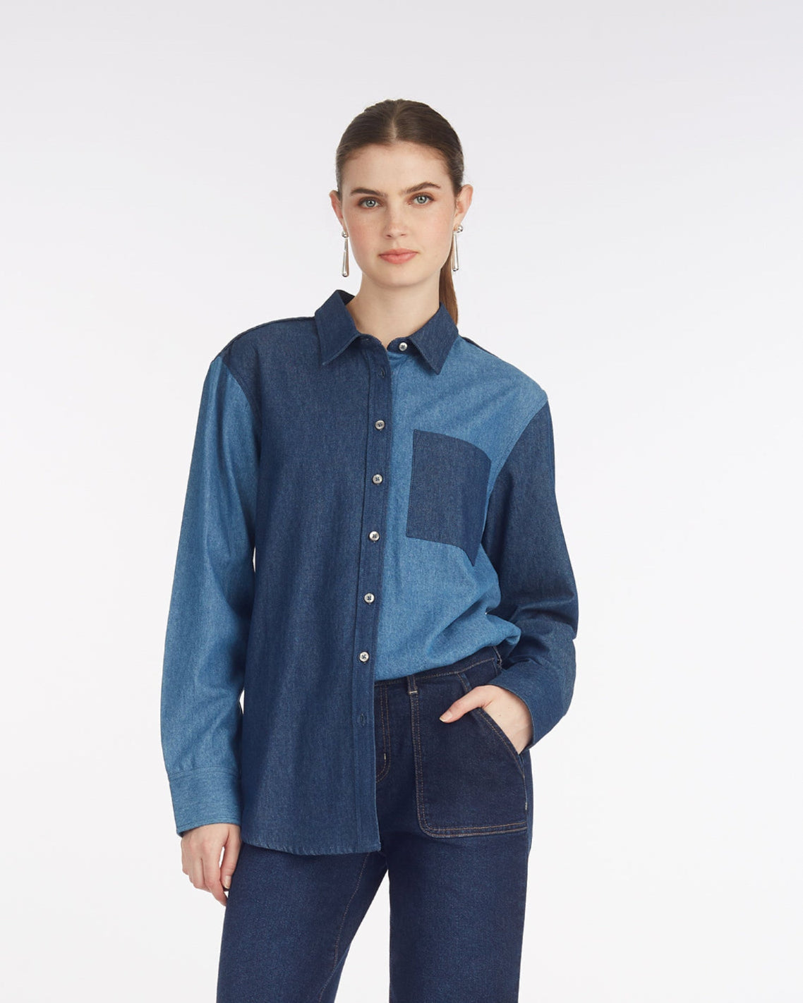 Lynn Long Sleeve Top in Chambray – Draper James