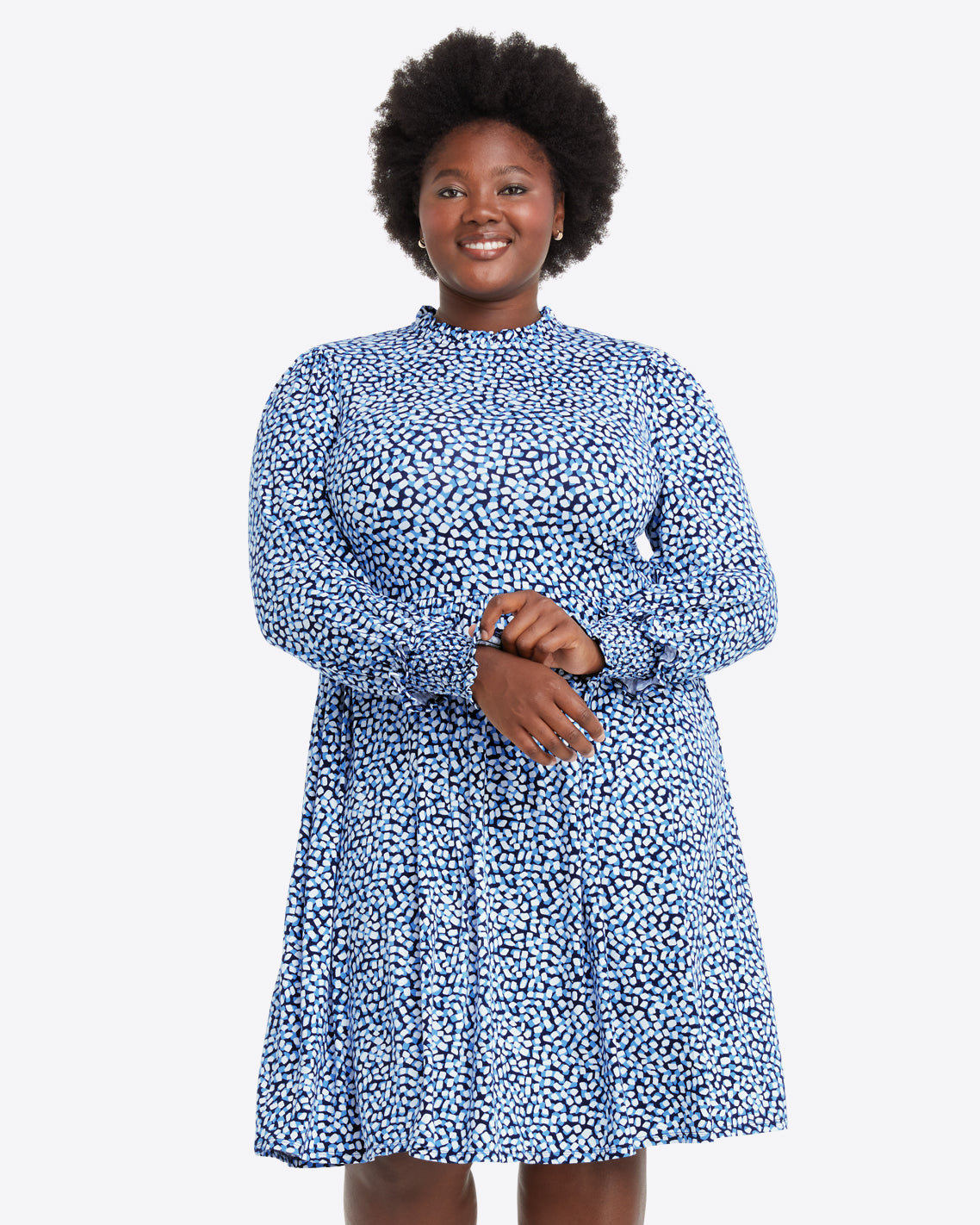 Kitty Dress in Blue Square Dot