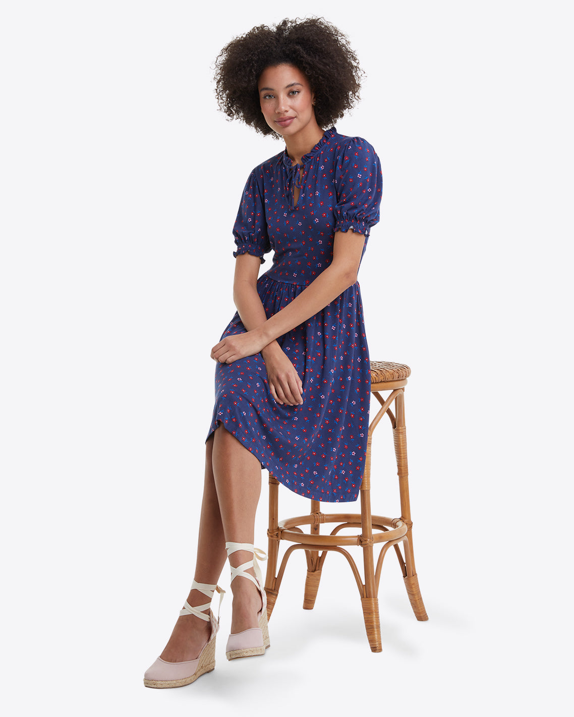 Black Fallen Jewels print midi shirt dress