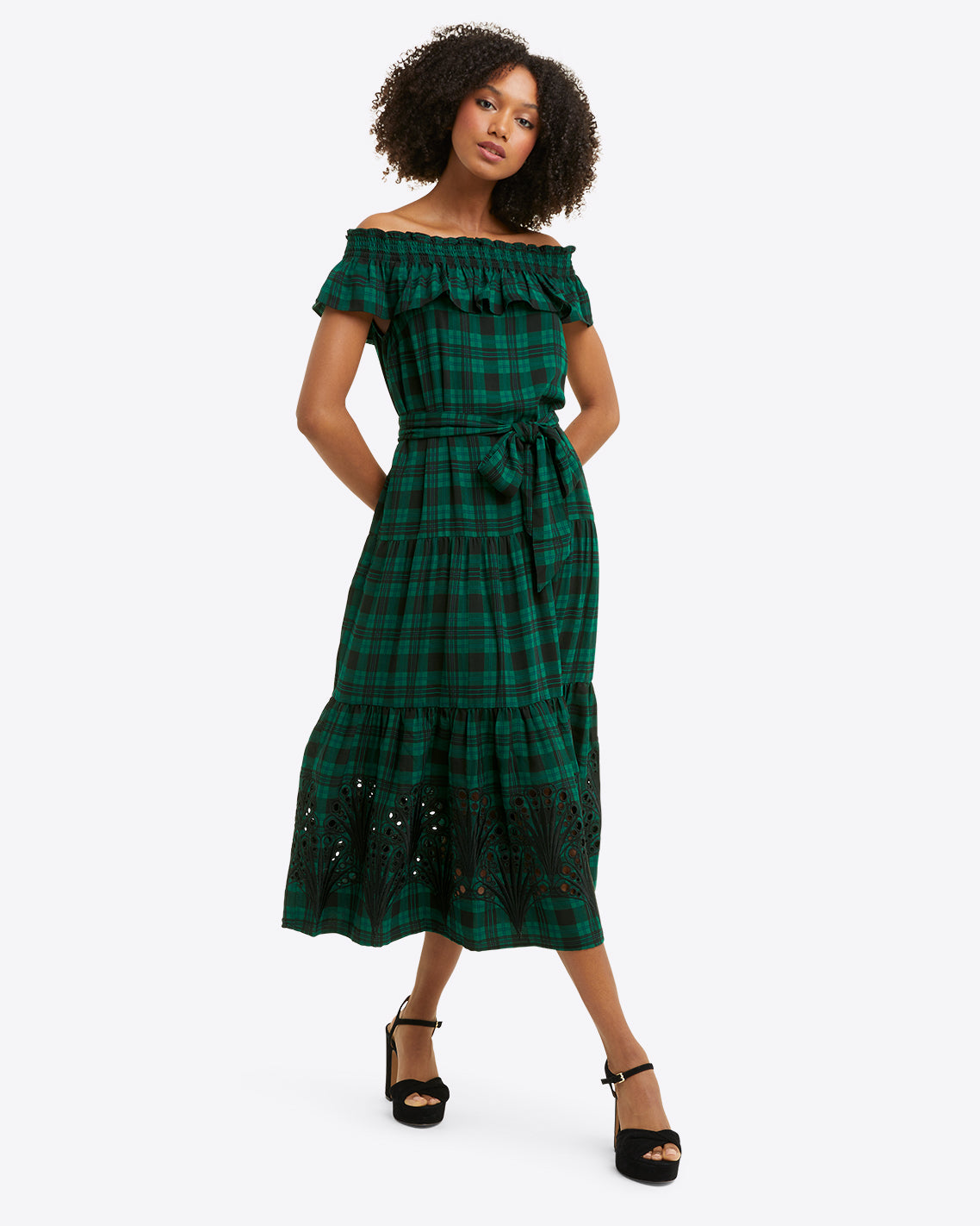 Neck of the Woods Black and White Plaid Shirt Dress