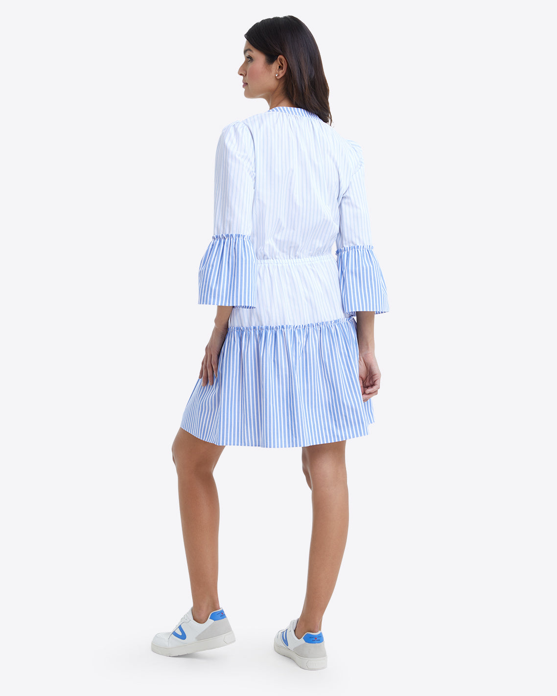 Draper James Size 10 Embroidered Dress Blue White Striped Cotton A