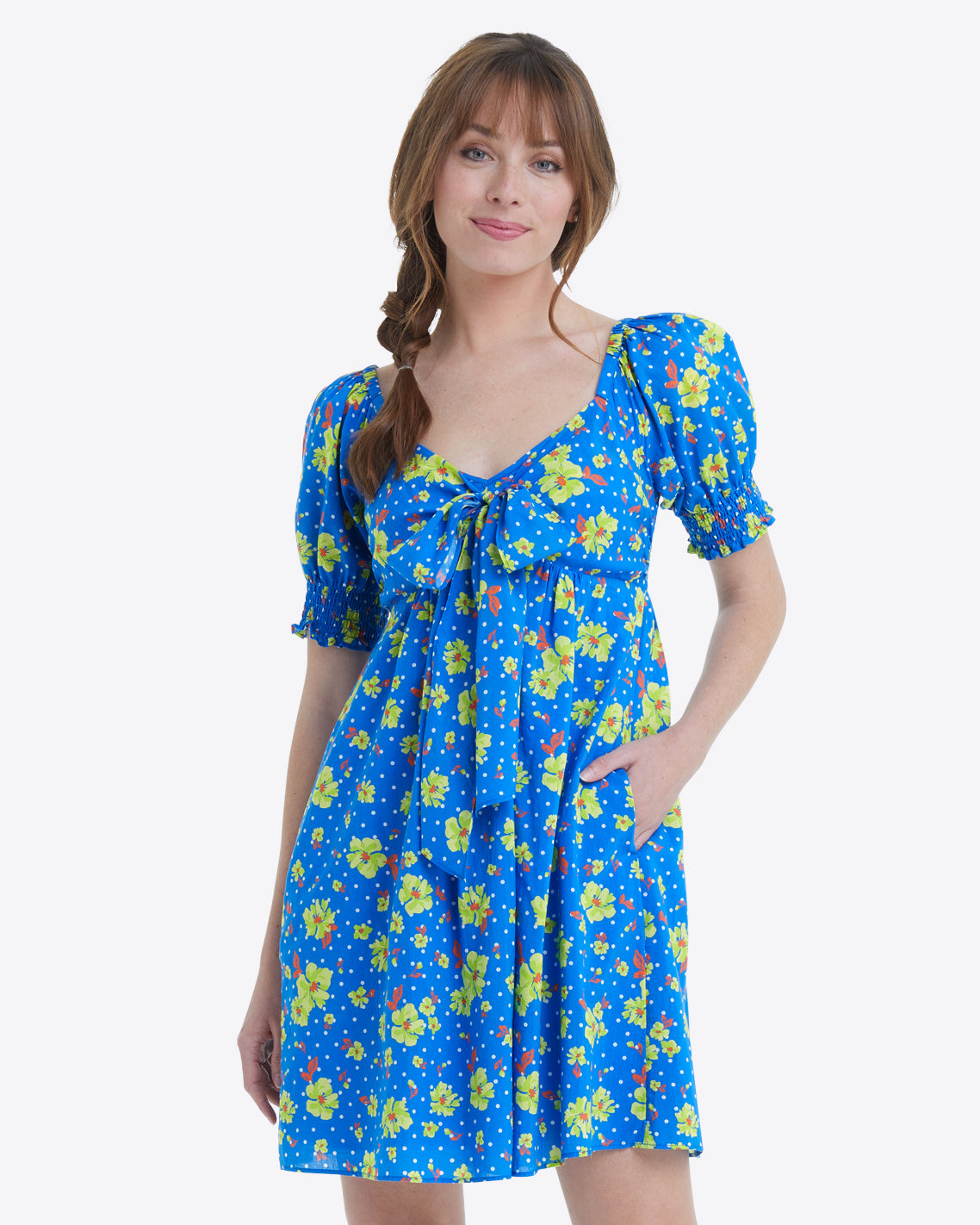 Jennifer Mini Dress in Polka Dot Floral Draper James Jennifer Mini Dress in Polka Dot Floral Draper James