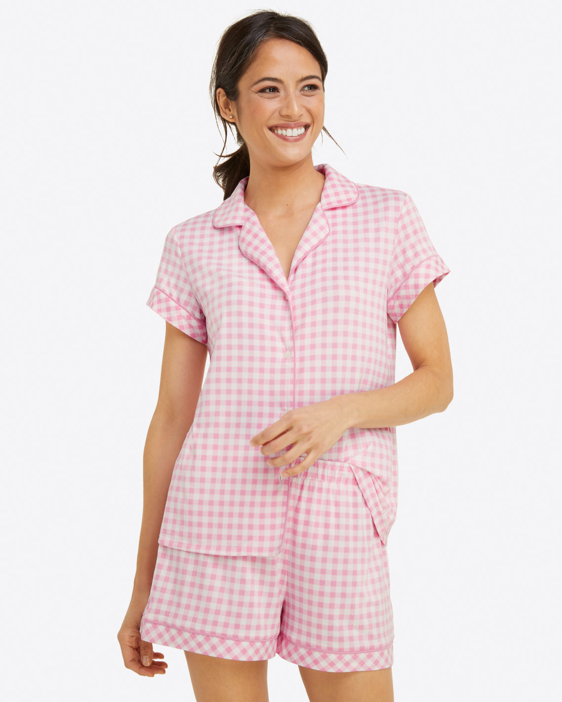 Sara Pajama Set in Light Pink Gingham – Draper James