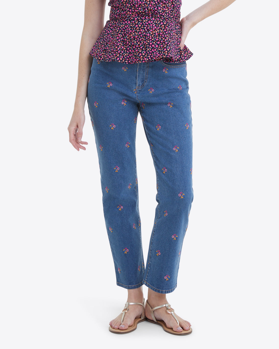 Kick Flare Jeans in Embroidered Posy – Draper James