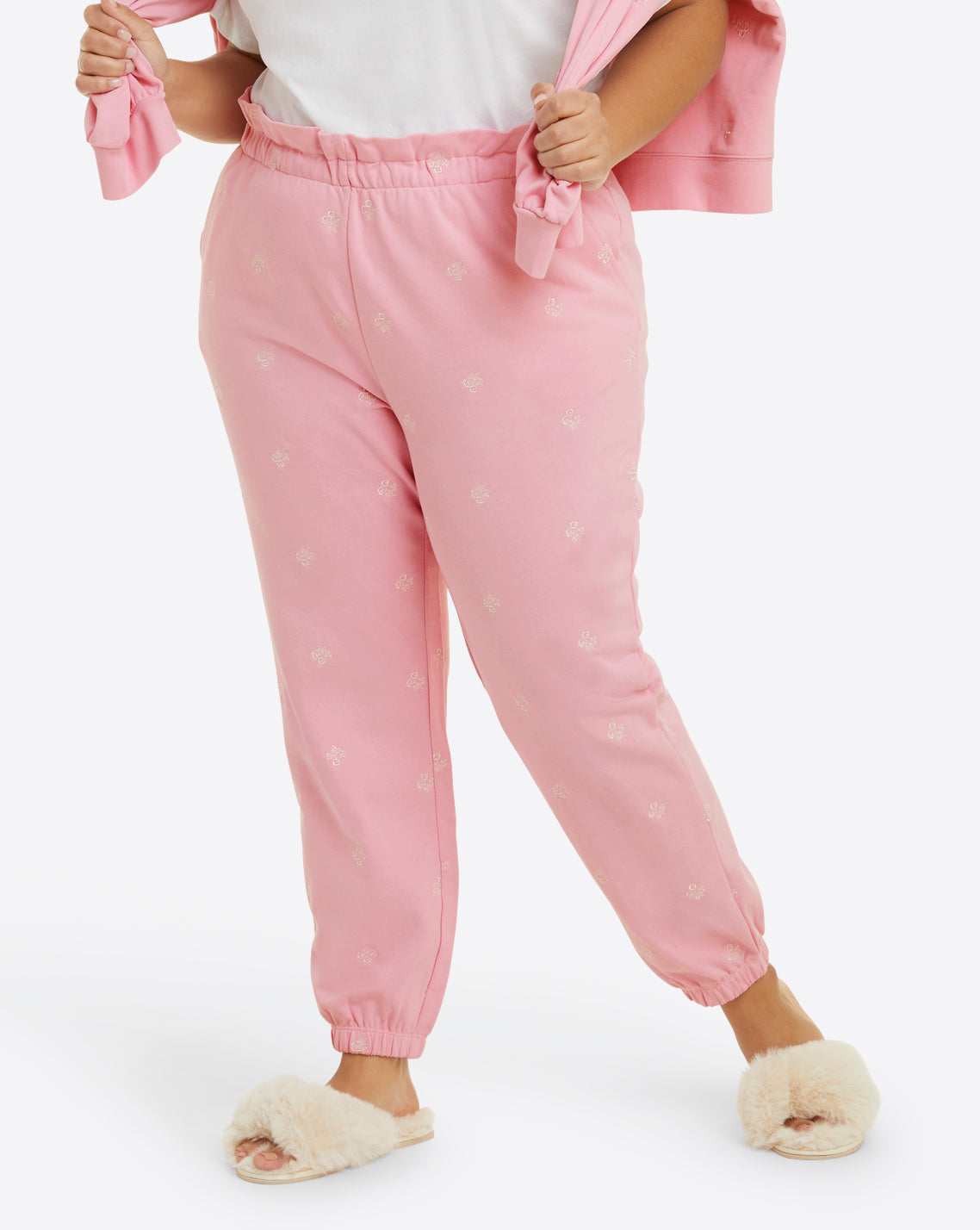 Bobbie Sweatpants in Pink Embroidered Viola