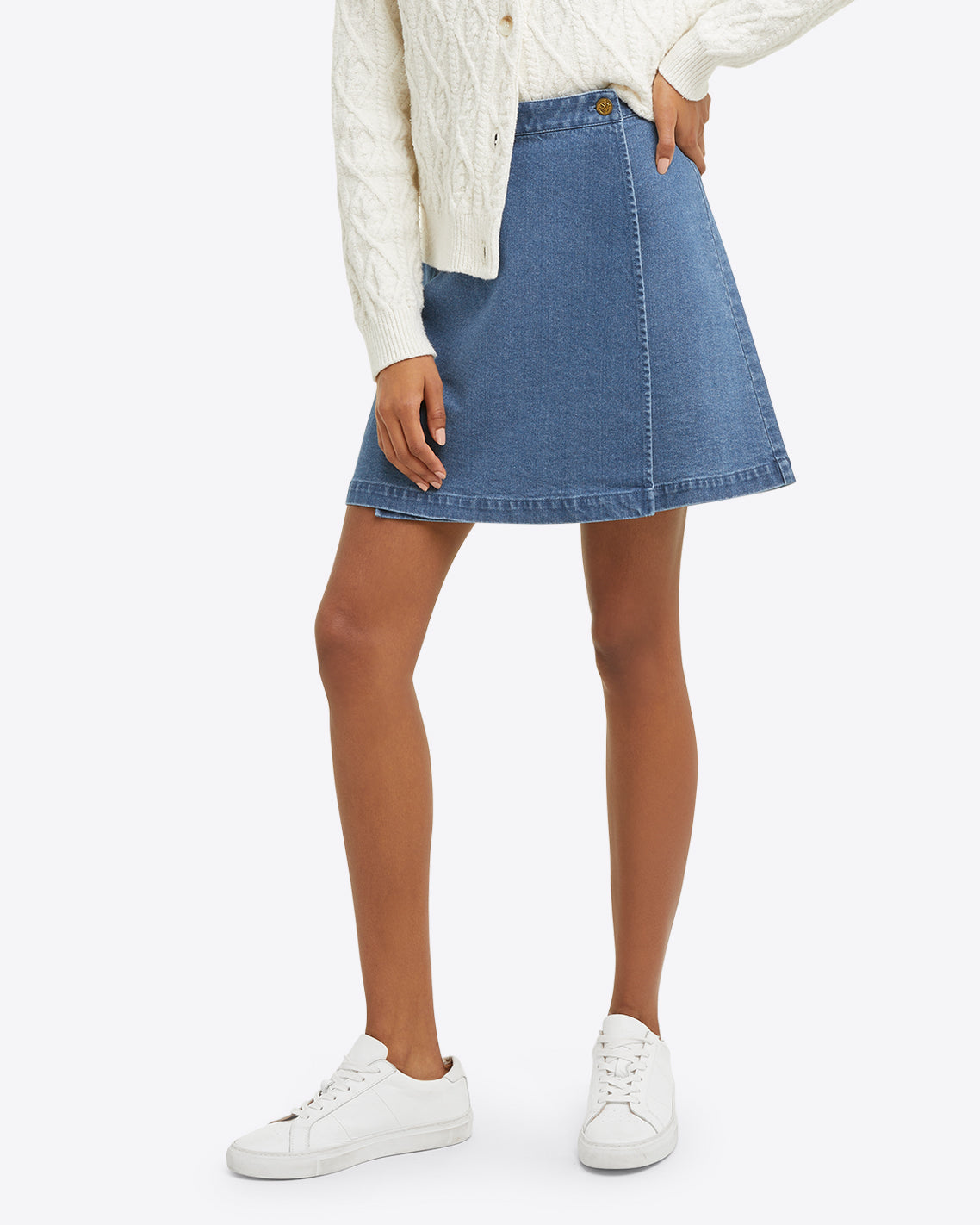 Bleached Denim Midi Skirt - Women - Ready-to-Wear