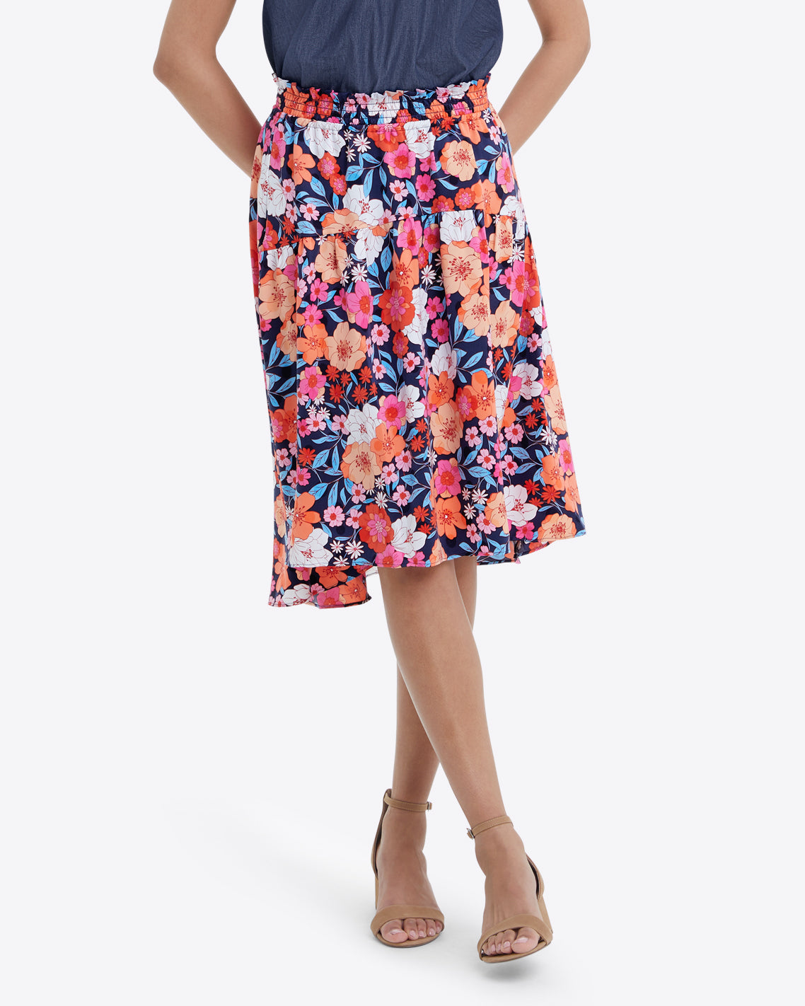 Bouquet Of Dreams Light Denim Floral Skirt - E1128LDN