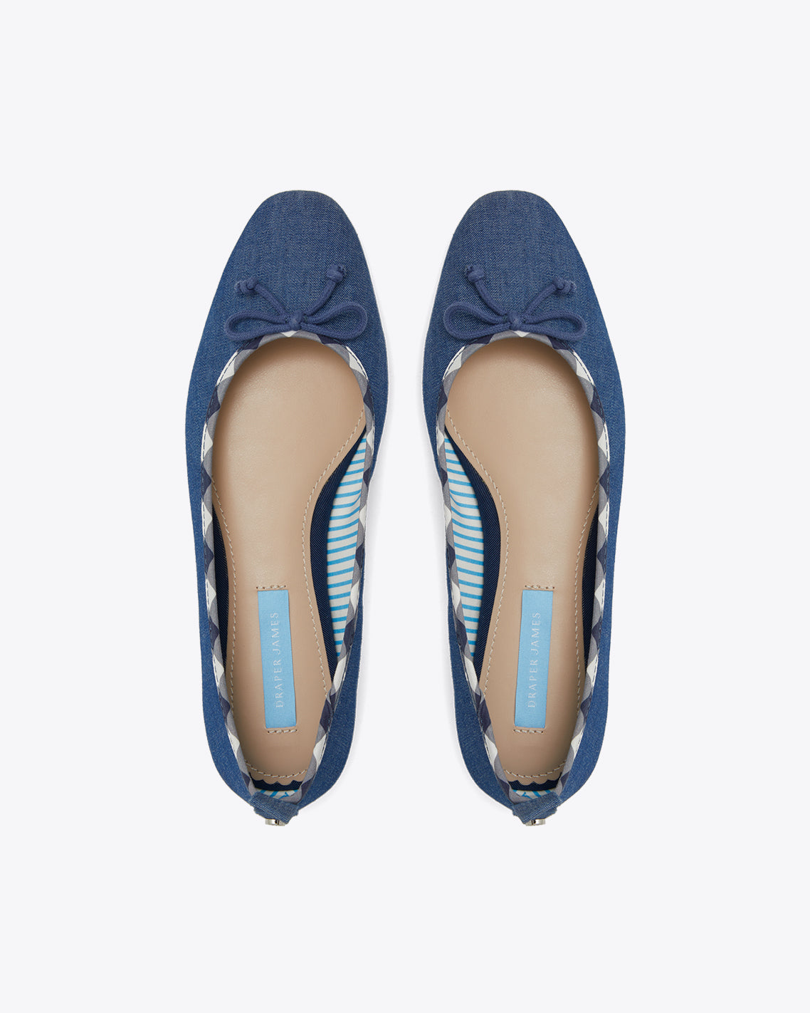 Draper James Women's Annalee Bow Slide Flats in Denim in Color Dark Wash Blue Size 7.5
