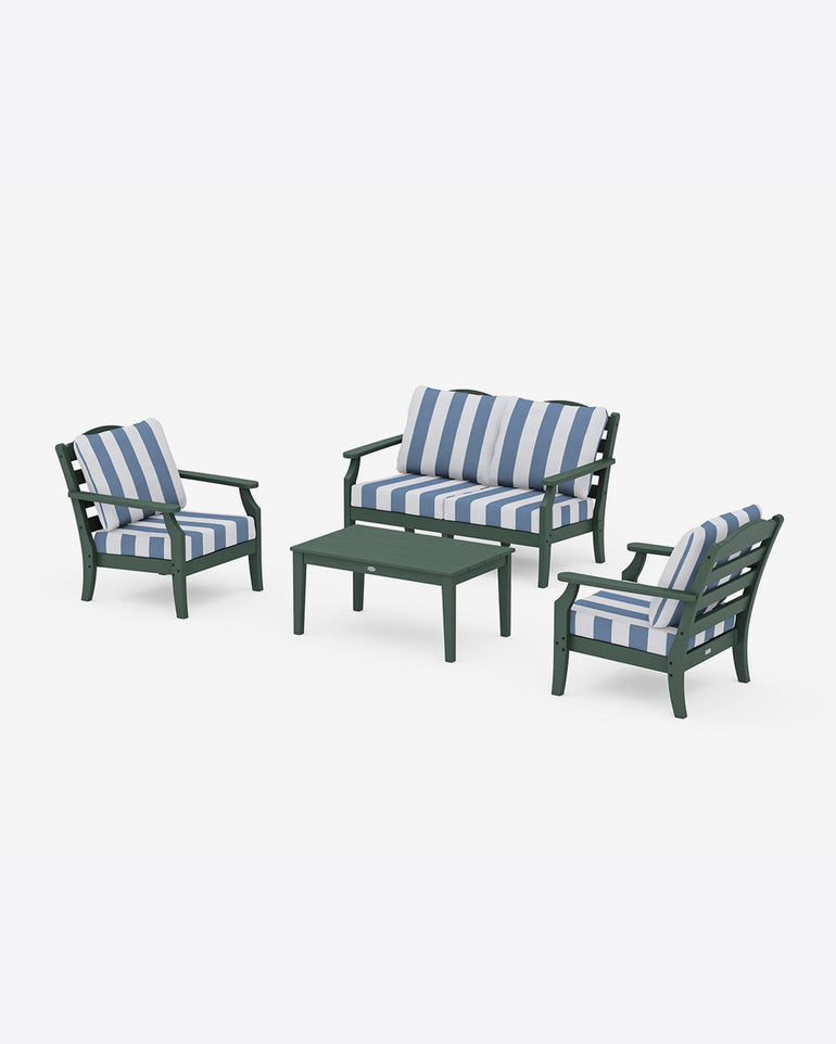 Savannah 4-Piece Deep Seating Set with Loveseat in Cabana Stripe