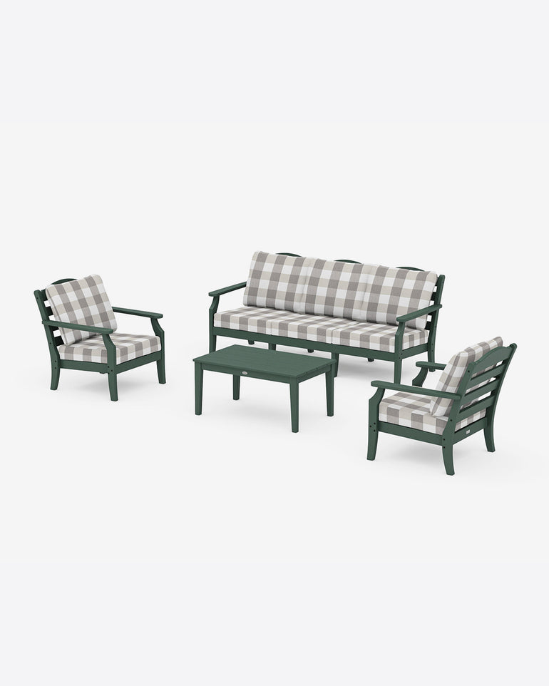Savannah 4-Piece Deep Seating Set with Sofa Bufflo Plaid