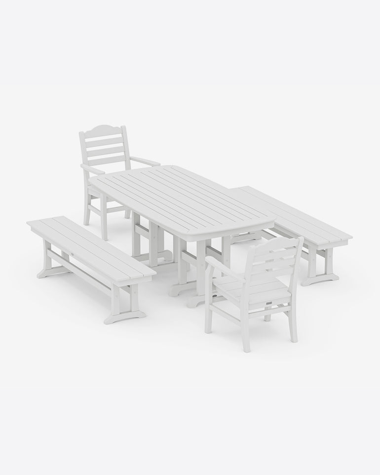 Savannah 5-Piece Dining Set with Benches