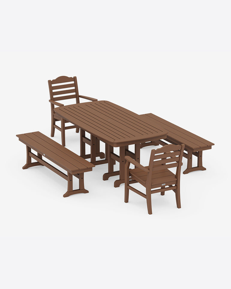 Savannah 5-Piece Dining Set with Benches