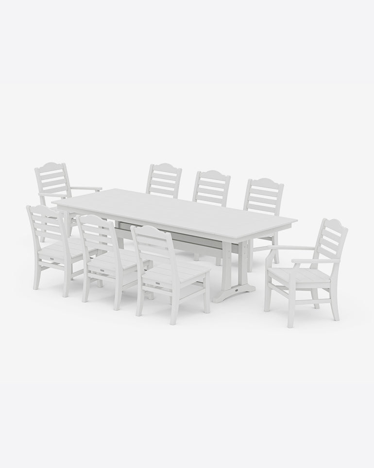 Savannah 9-Piece Farmhouse Dining Set with Trestle Legs