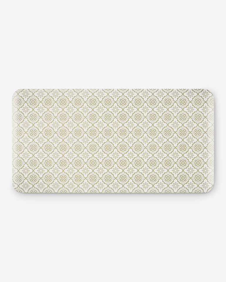 Geometric Floral Kitchen Mat in Natural