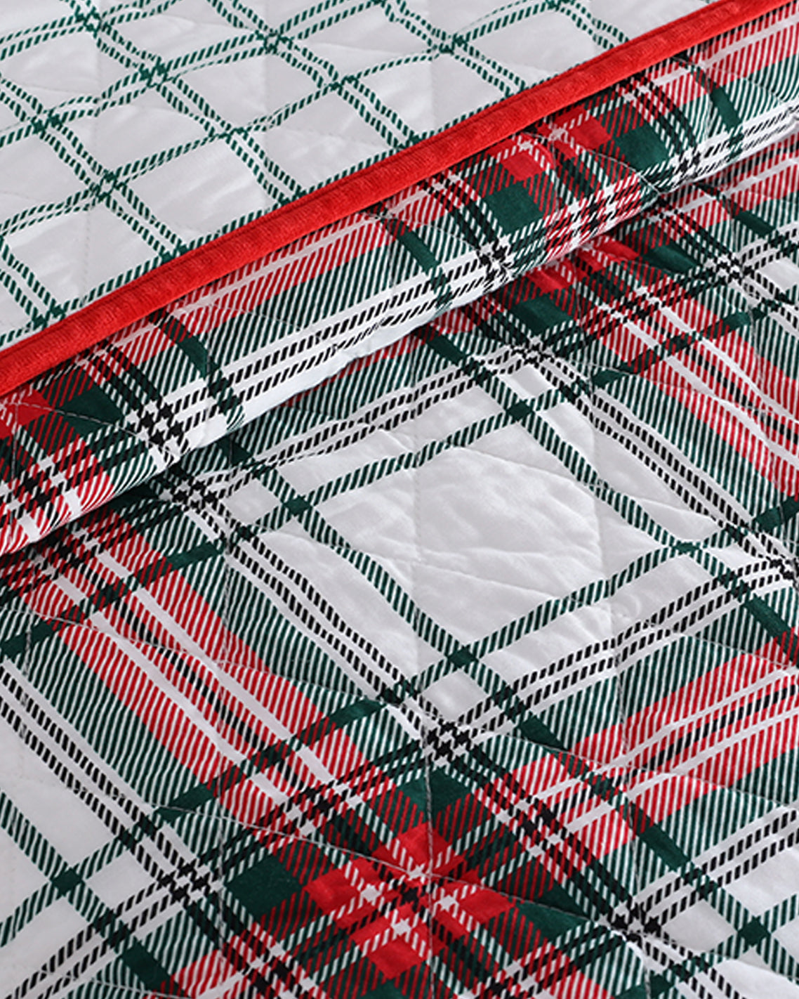 Printed Cotton Holiday Plaid Quilt