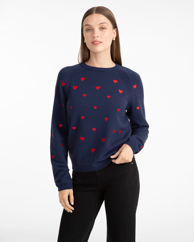 Ditsy Heart Crewneck Sweater