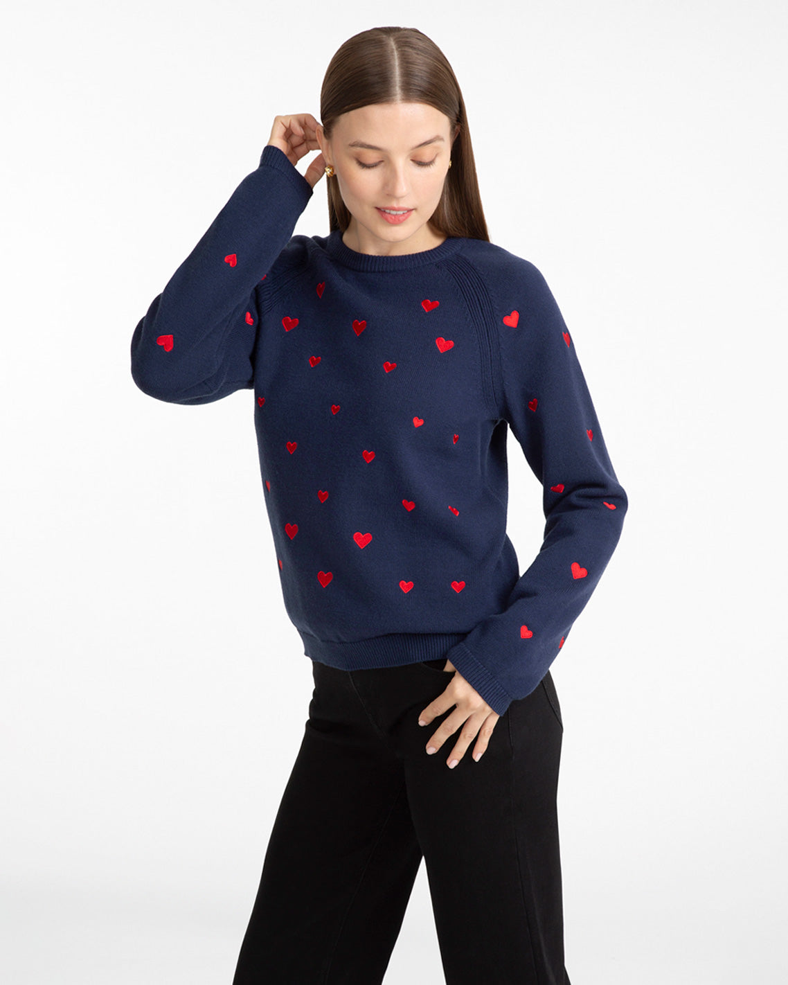 Ditsy Heart Crewneck Sweater