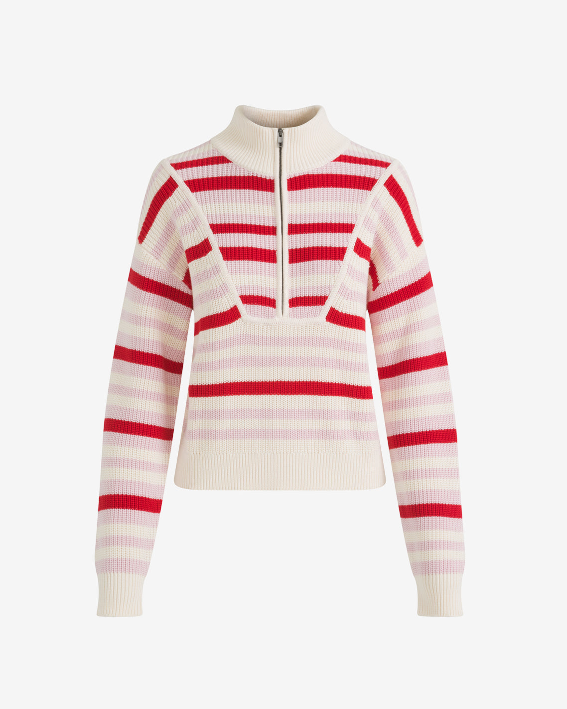 Quarter Zip Sweater in Mixed Stripe