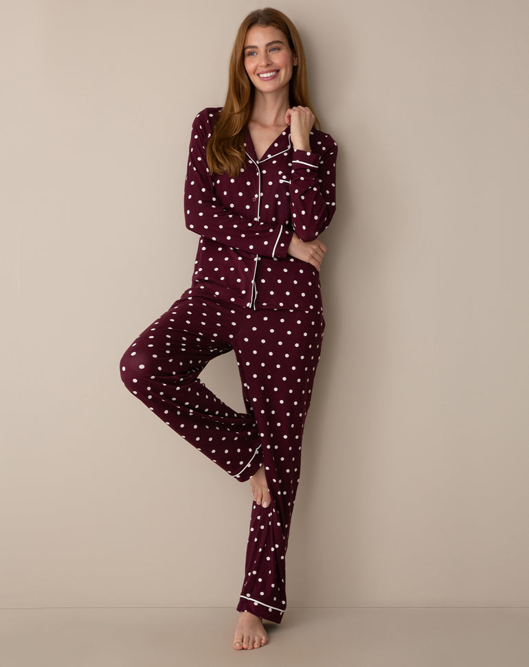 Linda Long-Sleeve Pajama in Maroon