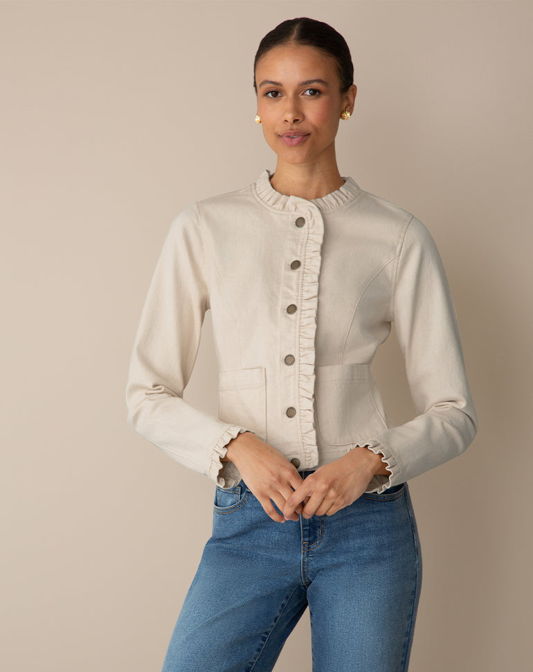 Ruffle Jacket in Ecru