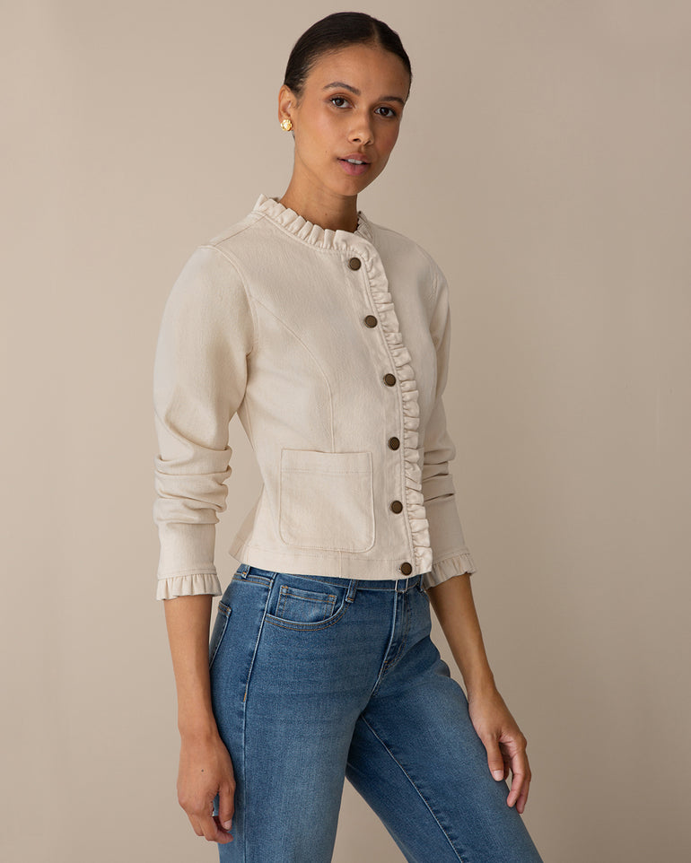 Ruffle Jacket in Ecru