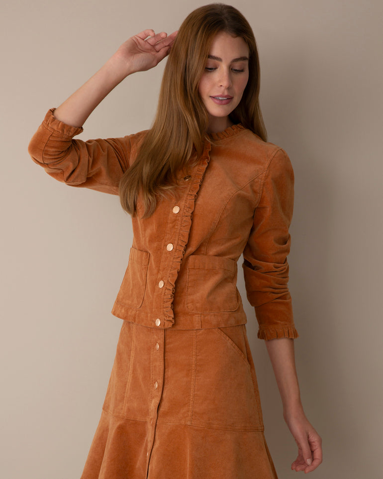 Ruffle Jacket in Amber Brown