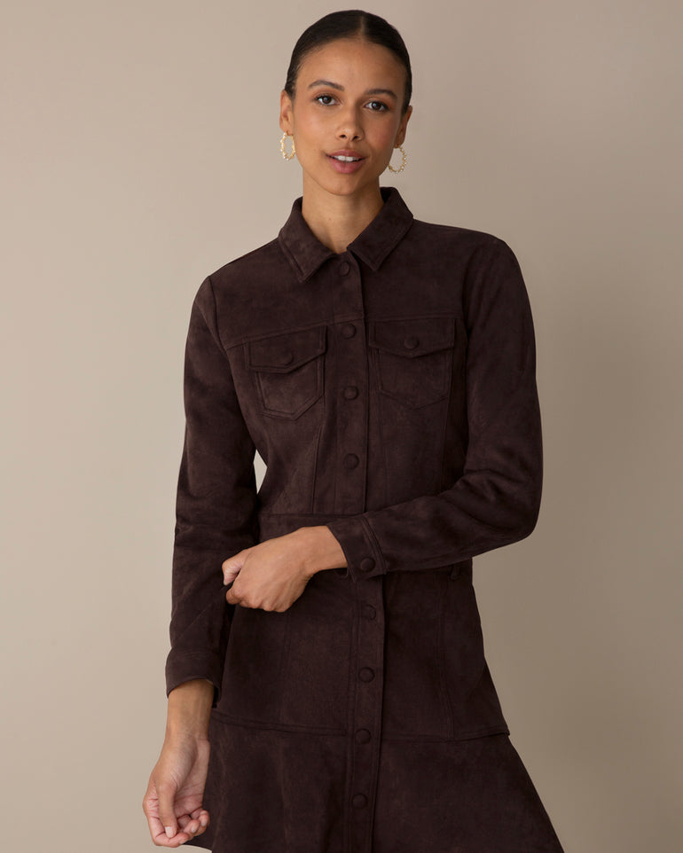 Button Down Skirt in Chocolate