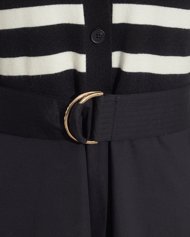 Darcy Mixed Media Dress in Black Stripe