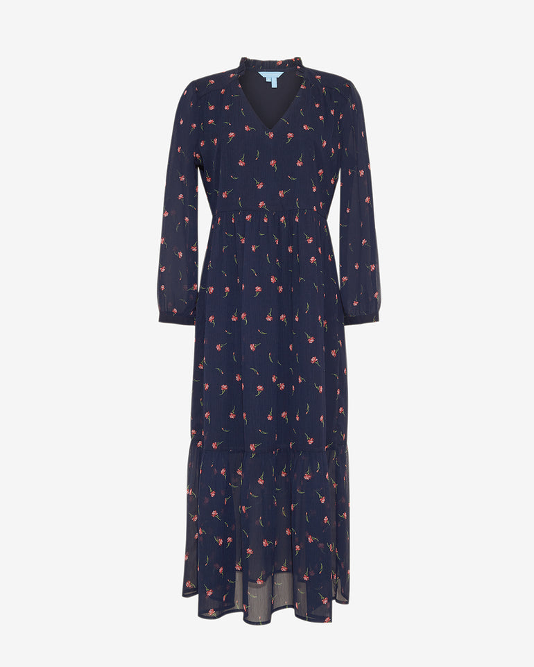 Katie Midi Dress in Ditsy Autumn Flowers