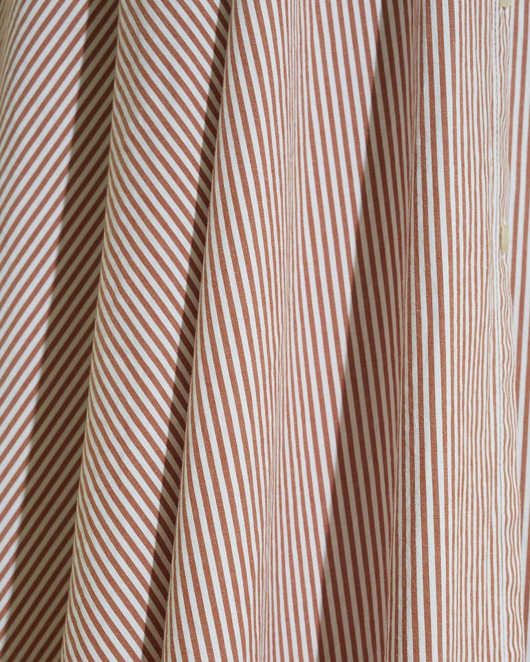 Eliza Midi Shirtdress in Rust Stripe